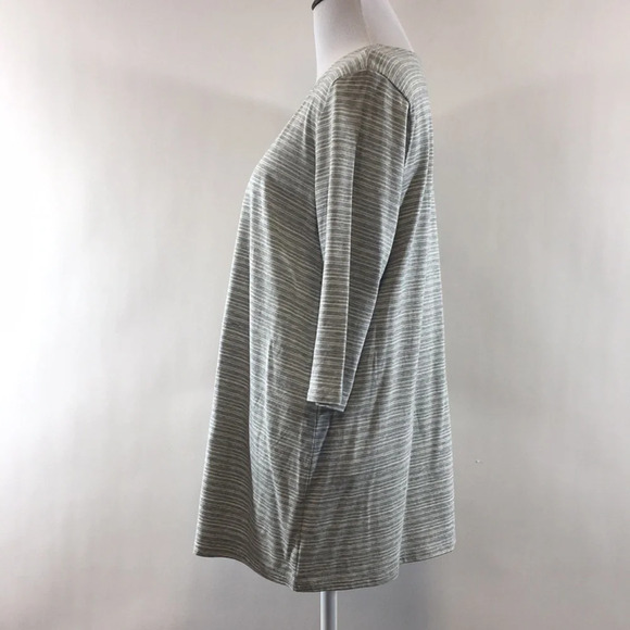 Pure J Jill Gray‎ Heather Striped Tunic Shirt Womens Medium Petite Half Sleeve - Picture 4 of 10